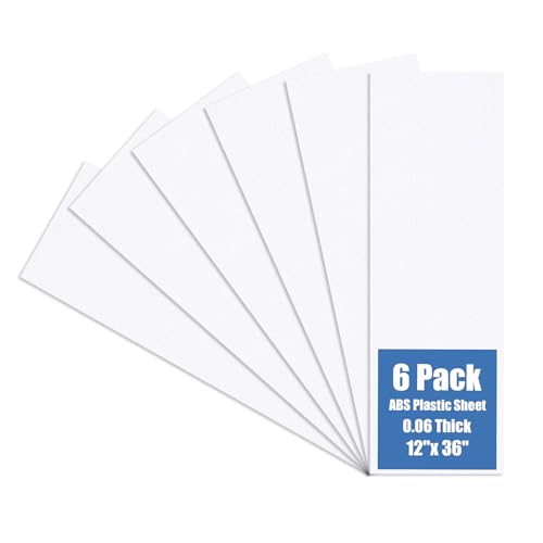KINLINK 12" x 36" x 0.06" White Abs Plastic Sheet Flexible Moldable 6 Pack - color: White, size: 12x36-1.5MM