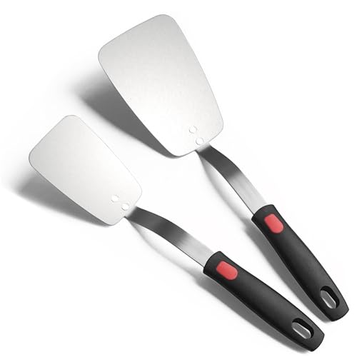 Stainless Steel Flexible Spatula, Thin Metal Turner Set, 2Pack(S+XL) Solid - size: Medium + Large