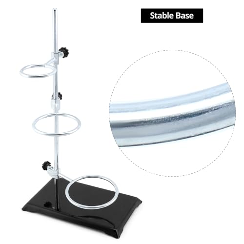 QWORK Lab Support Stand Set – 2 Sets Adjustable Metal Clamp and Ring Frame for Teaching, Chemistry & Physics
