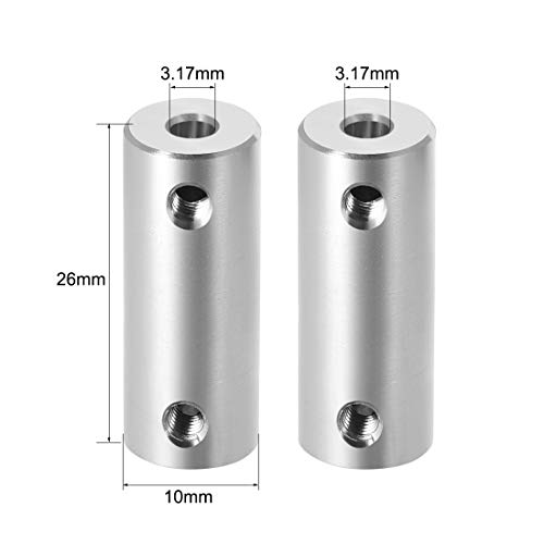 uxcell 1/8 inch to 1/8 inch Bore Rigid Coupling Set Screw L26XD10 Aluminum Alloy,Shaft Coupler Connector,Motor Accessories - size: 3.17mm to 3.17mm