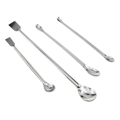 1Set Stainless Steel Micro Sampling Spoons Spatula Combination Reagent Spoons Laboratory Supplies (Pack of 4)