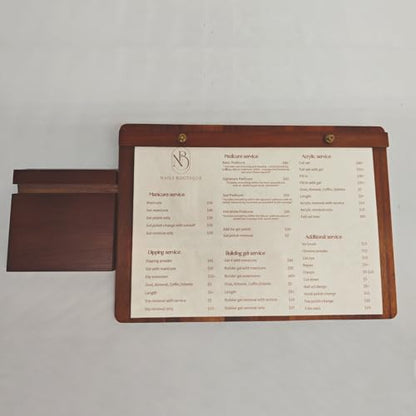 13.39×18.11 Inch Solid Walnut 2‑in‑1 Menu Clipboard, Vertical Display Sign - size: A3 Horizontal Version