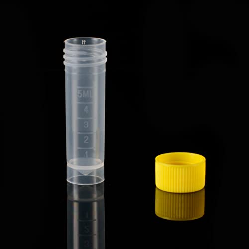 80Pcs 5ml Plastic Graduated Vial Sample Bottle Container with Yellow Caps
