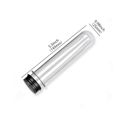 3 Pcs Plastic Test Tubes with Caps, 40ml Clear Test Tube Containers 25 x 140 mm, Reusable Tubes for Candy Storage, Party Favors, Beads, Bath Salts & Lab Experiments (3, Black) - color: Black