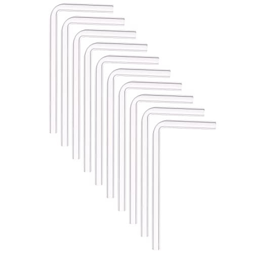 BENECREAT 10-Pack L-Shaped Glass Tubes, 4.3-Inch High Borosilicate Delivery Stems for Labs & Home Science (4mm Hole, 7mm Thick)