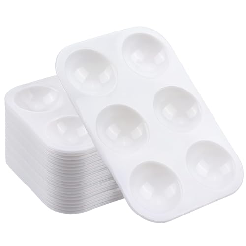 40 PCS White Paint Tray Palettes, Plastic Watercolor Paint Pallets with 6 Wells for Painting Party, DIY Craft and Art Painting