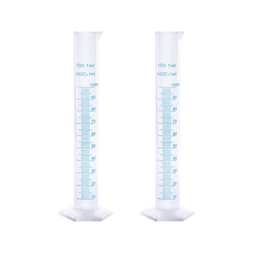 2 Pcs Plastic Measuring Graduated Cylinders Transparent Graduated Cylinder Beaker Lab Test Tube Liquid Measuring Tool with 2 Sided Marking 100 ml - size: 100 ml