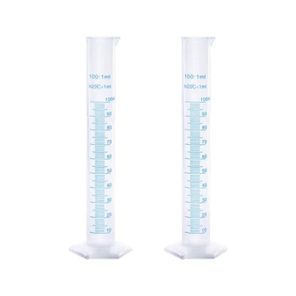 2 Pcs Plastic Measuring Graduated Cylinders Transparent Graduated Cylinder Beaker Lab Test Tube Liquid Measuring Tool with 2 Sided Marking 100 ml - size: 100 ml