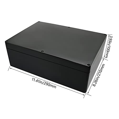 Project Box IP65 Waterproof Dustproof Junction Box ABS Plastic Enclosure Box for Electronics Black Outdoor Project 11.4"x 8.2"x 3.9"(290 x 210 x 100mm) - color: Black, size: 11.4" x 8.2" x 3.9"