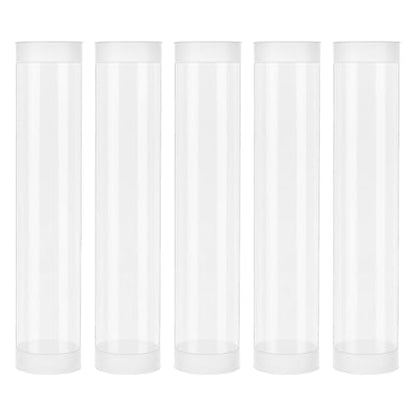 OLYCRAFT 5 Set Transparent Plastic Storage Tubes 2.4x12 Inch Test Bottle Organizers Boxes with Lid Plastic Transparent Hollow Tube Plastics Clear Hollow Tube for Beads Bath Salt Wedding Storage - size: 2.4x12 Inch