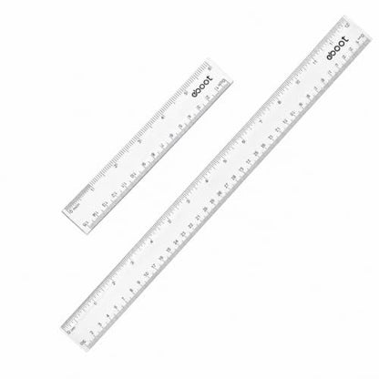 EBOOT 2 Pcs Clear Plastic Ruler Straight Ruler for School, 6 Inch, 12 Inch - color: Clear, size: 6 Inch,12 Inch