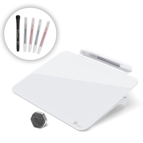 Small Glass Desktop Whiteboard Dry-Erase, Mini Pure Glass Whiteboard Stand - color: White
