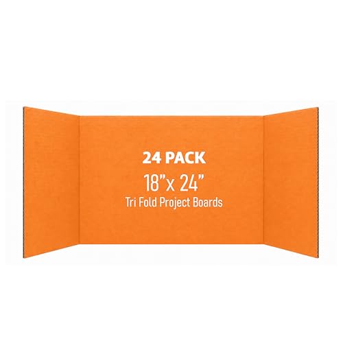 Flipside Products 18" x 48" Orange Project Boards, Pack of 24, Trifold, Presentation Board, DIY Projects, Small Display, Science Fair, Classroom, Clubs, 4H, Graduation - color: Orange
