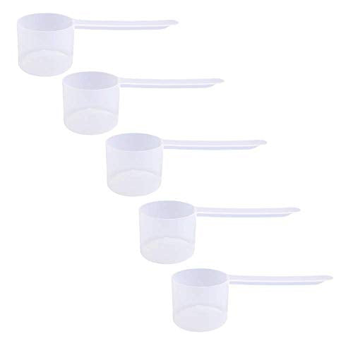 50cc Long Handle Measuring Scoop (10 tsp / 3.33 Tbsp / 50mL) - Heavy-Duty Plastic Spoon for Powders, Protein, Coffee, and Baking, 5-Pack - size: 50 cc | 10 tsp | 3.33 tablespoon | 50 mL