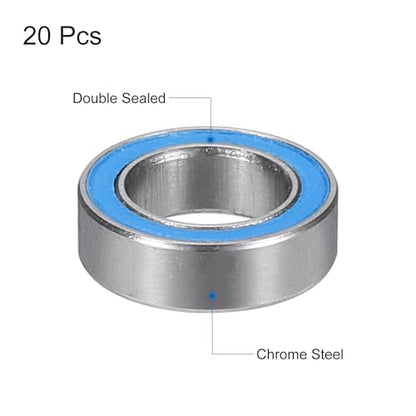 uxcell 20pcs MR106-2RS Miniature Bearings 6x10x3mm, Double Sealed, Blue - color: Blue, size: MR106-2RS