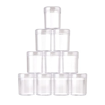 Craftdady 10pcs Clear Plastic Bead Containers Storage Container Box Jars with Lid Round Bottle Transparent Organizers Box 1.5"x2" 20ml for DIY Diamond Beads Crafts Jewelry - color: Clear-10pcs, Round