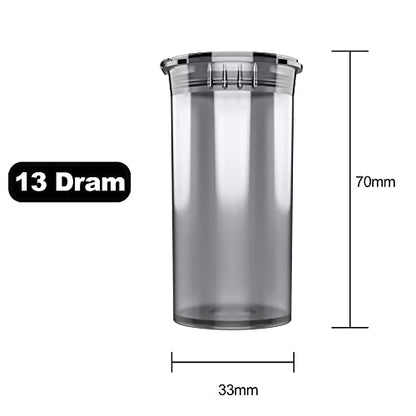 Dragon Chewer 13 Dram CR Plastic Packaging Pop Top Containers - Child Resistant Travel Holder Vial Bottles - 315 qty (Smoke) - color: Smoke