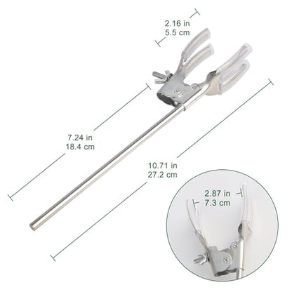 FunChem 4 Prong Universal Swivel Clamp, Lab Rubber Coated Multi-purpose Extension Clamp 4 Prong Finger with 28 cm (11 inch) Rod for Laboratory