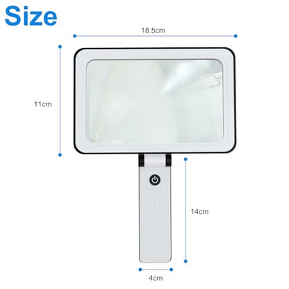 5X Tabletop Magnifying Glass with Light,Detachable and Foldable Acrylic Lenses Handheld Magnifying Glass,Lightweight Rectangular Flexible Gooseneck Magnifier for Seniors Reading、Close Work - style: Magnifying glass with base