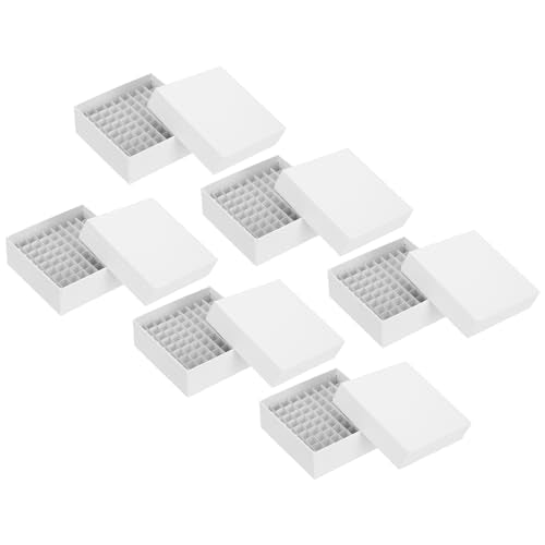 PATIKIL 6 Pcs 81 Well Centrifuge Tube Freezer Storage Box Tube Rack White