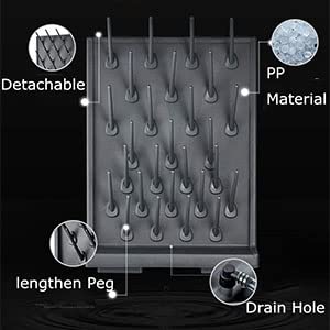 Lab Drying Racks Pegboard Bench-top Wall-Mount Laboratory Glassware Cleaning Polyethylene Equipment (52 Black) - style: 52 Black
