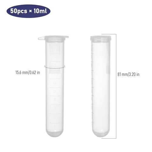 50pcs 10ml Centrifuge Tubes Clear Plastic Vials EP Lab Vials - style: 50pcs 10ml