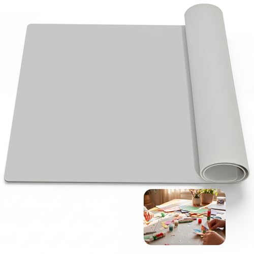 Silicone Crafting Mat for Artists, 32"x24"x1.2mm Large Nonstick Art Sheet for Resin Craft, Jewelry Casting, Acrylic Painting, Clay Work, Heat Resistant Desk Protector and Placemat | Gray - color: Gray, size: 32" x 24"