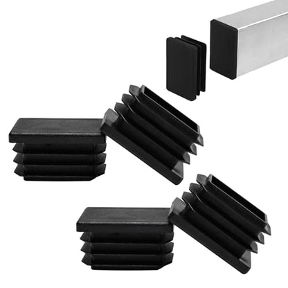 4 Pack 1-3/16"X13/16 Black Rectangular Tube End Cap Plastic Plugs - color: Black, size: 1-3/16"X13/16"-4 pcs