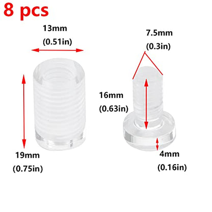 Antrader 8Pcs Clear Standoffs, 1/2" x 3/4" Acrylic Standoff Screws - color: Clear, size: 1/2" x 3/4" (13 x 19mm)-8Pcs