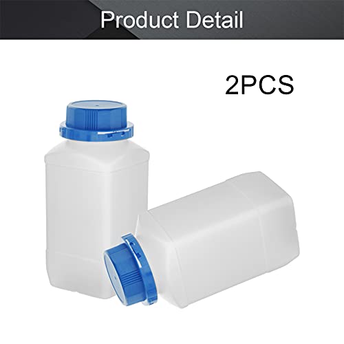 Othmro 2Pcs 34oz Plastic Bottles - 1000ml Wide Mouth Square Bottles with Blue Anti-theft Cap for Lab, Chemical Reagent, Food Stores - color: 2Pcs 33oz Blue