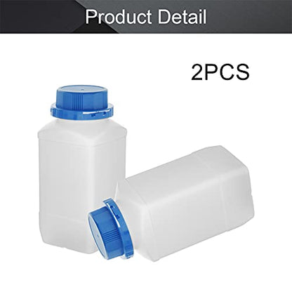 Othmro 2Pcs 34oz Plastic Bottles - 1000ml Wide Mouth Square Bottles with Blue Anti-theft Cap for Lab, Chemical Reagent, Food Stores - color: 2Pcs 33oz Blue