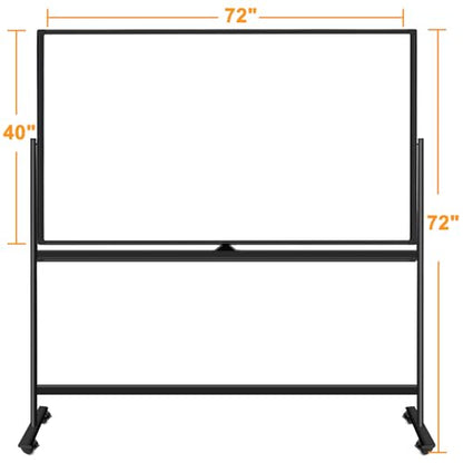 Large Rolling Whiteboard on Wheels, 72x40 Inches Dry Erase Board with Stand - color: Black, size: 72"W x 40"H