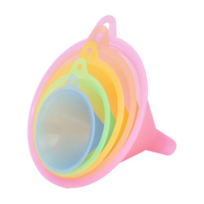 Kitchen Funnel Set with 5 Sizes Small to Large Plastic Cooking Funnel with Narrow Spout for Filling Bottles Transferring Liquid Dry Ingredients Cosmetic Lotion Essential Oils