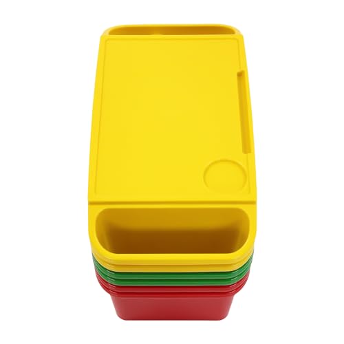 6PCS Kids Lap Desks with Side Storage, Stackable Plastic Lap Trays - color: Red+green+yellow