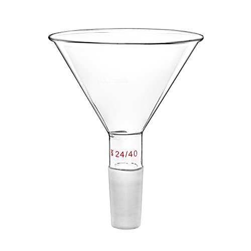 QWORK Glass Jointed Short Stem Powder Funnel Filter Funnel with 100mm Top O.D and 24/40 Inner Joint for lab