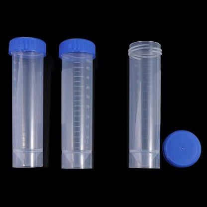 Centrifuge Tubes 10pcs 50ml Lab Analysis Bottles With Screw Cap Flat Bottom Laboratory Fittings With Scale Caps Pack Container