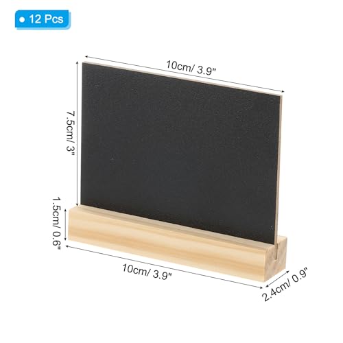 PATIKIL Mini Tabletop Chalkboard Signs, 12Pcs Small Chalkboard Signs with Easel Stand Double Side Wooden Rectangle Chalkboard for Food Labels Party Weddings Event Decorations