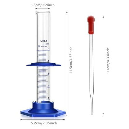 Thick Glass Graduated Cylinder Measuring Liquid Lab Cylinders with Anti-falling Plastic Base and Bumper Guards (glass, 5ML) - size: 5ML