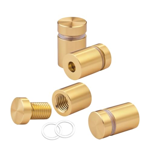 Pack of 4, Aluminum Standoff Screws, Wall Sign Standoff Mounting Hardware Advertising Glass Standoff Nail for Hanging Acrylic Picture Frame (Champagne, 1/2" x 1/2") - color: Champagne, size: 1/2" x 1/2"