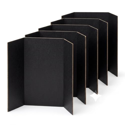 Trifold Poster Board 36" x 48", Corrugated Display Boards, Foldable Presentation Boards for Science Fair, School Projects, Business Presentations, Photo Displays and Exhibitions (Black, 5PCS) - color: Black, size: 5PCS