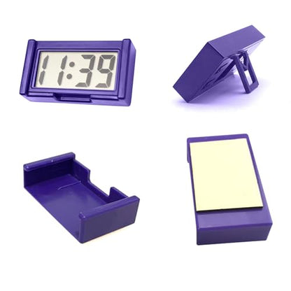 Shudyear Small Digital Clock， with Jumbo LCD Time & Day Display，Mini Automotive Small Digital Clock Battery Operated for Desktop Nightstand Pocket Car Truck Dashboard & Air Vent (1, Purple) - color: Purple