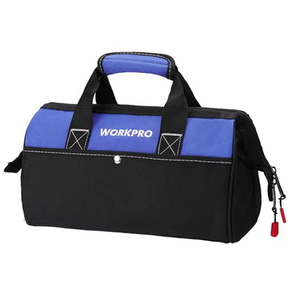 WORKPRO 13-inch Tool Bag, Wide Mouth Tool Tote with Inside Pockets - color: Blue