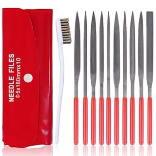 Jewelers Needle File Set, 10-Piece Mini Metal Files with Cleaning Wire Brush, Precision Hand File Kit for Jewelry Making, Ring Repair, Metal Detailing, Carving, Shaping and Fine Sanding