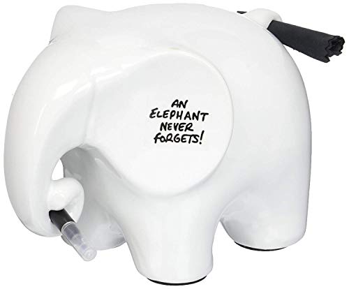 Luckies Elephant Whiteboard - Elephant Desk Accessories - Ceramic Dry Erase Board - Elephants Office Supplies - Fun Whiteboards Desk Organizer - Eric The Memo Organiser - Black Pen & Cloth Included
