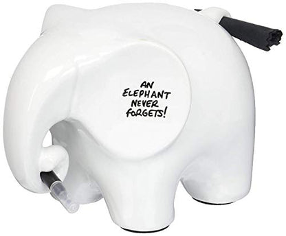 Luckies Elephant Whiteboard - Elephant Desk Accessories - Ceramic Dry Erase Board - Elephants Office Supplies - Fun Whiteboards Desk Organizer - Eric The Memo Organiser - Black Pen & Cloth Included