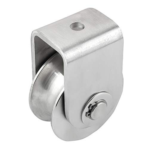 Pulley Block U Type 304 Stainless Steel Pulley Roller Duplex Bearing Super-Silent Detachable 360 Degree Rotation Heavy Duty Grooved Wheel 1-Pack - size: U Type Slot Pulleys 3.582in