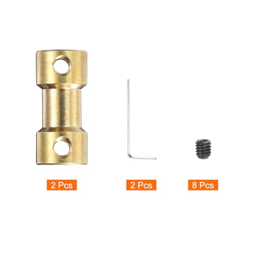 MECCANIXITY 2 Pcs 4mm to 5mm Brass Shaft Coupling Joint Connector with Screws and Hex Wrench Flexible Motor Shaft Coupler for Car Wheels Tires Shaft Motor - size: 4mm to 5mm