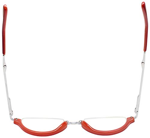 Calabria 309 Compact Folding Reading Glasses Mens Womend Trendy Semi-Rimless Foldable Pocket Readers Eyeglasses w/Hard Case - color: Cherry