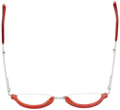 Calabria 309 Compact Folding Reading Glasses Mens Womend Trendy Semi-Rimless Foldable Pocket Readers Eyeglasses w/Hard Case - color: Cherry