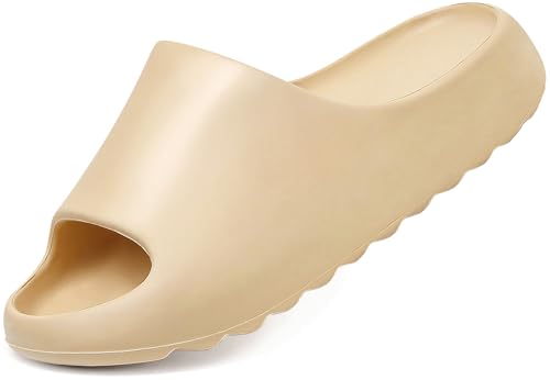 Hsttgsr Pillow Slippers for Women and Men Unisex Comfort Cloud Slides - color: Beige, size: 6 Women/5 Men